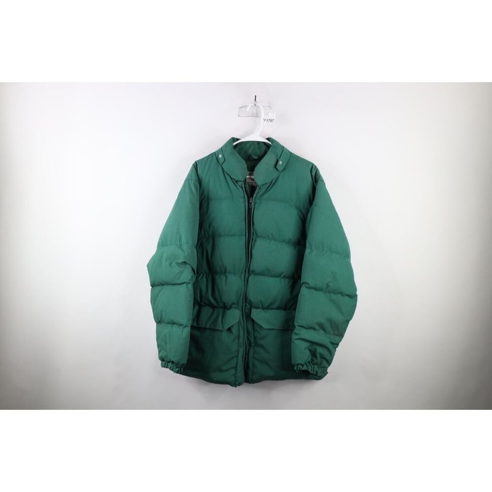 Vintage 70s Holubar Mens Size Large Duck Down Winter Puffer Jacket Green USA